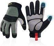 KAYGO Work Gloves For Men, KG125M Touch Screen Mechanics Gloves for All Purpose, Excellent Grip, Heavy Duty, High Dexterity, Ideal for Construction Automotive DIY Gardening (Black, L, Pack of 1)