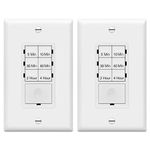 ENERLITES 4-Hour No Neutral Wire Countdown Timer Switch, 5-10-30-60 Min, 2-4 Hour, for Bathroom Fans, Heaters, Lights, LED Indicator, 120VAC 800W, UL Listed, HET06-J-W-2PCS, White, 2 Pack