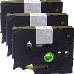 NEOUZA 3PK Compatible for Brother P-Touch Laminated TZe TZ Label Tape Cartridge 12mm x 8m (Tze-134 Gold on Clear)