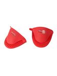 HAZEL Silicone Pinch Grip Mitts Microwave Oven Heat Resistant Gripper Kitchen Pot Holder, Red