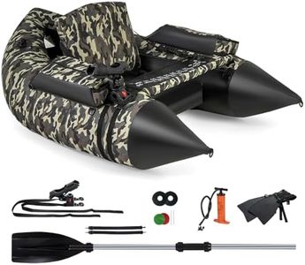 Goplus Inflatable Float Tube, Fishing Belly Boat w/Paddle, Flippers, Fish Ruler, Pump, Storage Bag, Adjustable Straps, 350LBS Load Capacity (Upgrade Camouflage, W/Rod Holder)