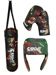 SKMT PVC Army Design Boxing Kit of Filled Punching Bag, Gloves and Headgear for Kids (Camo, Age 2-8 Years)