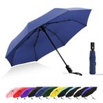Windproof Travel Umbrella Sturdy Fiberglass Frame Compact Umbrella Auto Open Close Portable UV Protection Umbrella for Travel Something for Everyone (Blue)