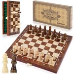 Peradix Chess Set | Wooden Magnetic Chess Board | 2 Extra Queen | 30x30cm Folding Chessboard for Storage | Toys & Games for Adults and Kids Educational Toy Sets