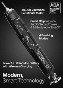 Aquasonic Black Series Electric Toothbrush – Rechargeable, Black
