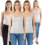 Emmalise Women's Basic Short Camisole Adjustable Strap Layering Cami Tank Top (4Pk 4 White, Large)