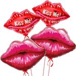 Red Lip Balloons for Valentines Decorations - Large, 30 Inch Pack of 4 | Red Lips Balloons for Romantic Decorations Special Night | Red Kiss Me Lips Balloons for Valentines Day Decorations, Birthday