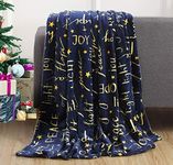 Elegant Comfort Velvet Touch Ultra Plush Christmas Holiday Printed Fleece Throw/Blanket-50 x 60inch, (PeaceandJoy), 50 x 60 inch