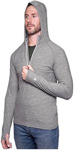 MERIWOOL Men’s Base Layer Hoodie Lightweight Merino Wool Long Sleeve Thermal, Gray Heather, X-Large