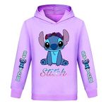 LQBNZQZ Stitc-hs Hoodies Boy Girl Cartoon Sweatshirt Long Sleeve Hooded Top Shirt Novelty Clothes for Kids (as1, Age, 11_Years, 12_Years, Little Girls, Purple)