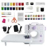 DUSCS Portable Mini Sewing Machine with 12 Built-in Stitches, Extension Table, Foot Pedal, 2 Speeds, Reverse Sew, Light, Purple - Ideal for General Sewing, Beginners and Basic Projects