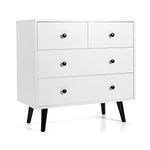 IFANNY 4 Drawer Dresser, Modern Chest of Drawers with Metal Handles, Wood Dressers & Chests, Small Drawers for Small Spaces, White Dresser for Bedroom, Living Room, Nursery Room