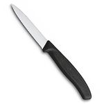 Victorinox, Swiss Classic KITCHEN KNIFE/ PARING KNIFE/ VEGETABLE KNIFE, 8 cm, wavy edge - BLACK colour.