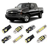 BRISHINE White Interior LED Lights Kit for Chevrolet Silverado/GMC Sierra 1999 2000 2001 2002 2003 2004 2005 2006 Super Bright 6000K Interior LED Bulbs Package + License Plate Lights and Install Tool