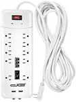 Digital Energy 10-Outlet Flat Plug 3500 Joules Heavy Duty Surge Protector (8 FT, WHT)