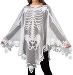 Halloween Costumes for Women Skeleton Costume Poncho Plus Size 57x57 inch Spooky Dress