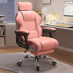 HDHNBA Executive Computer Chair Home Office Desk Chair,Adjustable Angle, Ergonomic Adjustable Height PU Leather Chairs with Cushions Armrest for Long Time Seating-High Back Reclining（Pink）