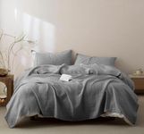 Talasily 100% French Linen Queen Sheet Set, Stone Washed, Oeko-TEX Certified, Breathable for Hot Sleepers, 16" Deep Pocket, 1 Flat Sheet 1 Fitted Sheet 2 Pillowcases,Dove Grey