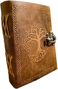 Handmade Leather Journal - Soft Leather Notebook with Old Fashioned Deckle Edge Paper, 240 Blank Ancient Pages & Spiritual Tree of Life Design Clasp Closure - Vintage Journal Notebook for Writing, Sketching, grimoire, book of shadow, book of light