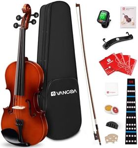 Vangoa 1/4 Violin for Fiddle Set, Starter Acoustic Violins for Beginner 4-7, Violin Kit with Hard Case, Rosin, Tuner, Mutes, Shoulder Rest, Strings, Notes Stickers
