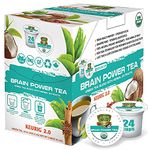 SOLLO Brain Power Organic Green Tea Pods with MCT, Acai & B1, B5, B6, B9, B12, D3 Nootropic Brain Booster- Improves Memory & Focus Compatible with 2.0 K-Cup Keurig Brewers, 24 Ct