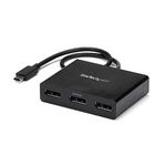 StarTech.com 3-Port USB-C Multi-Monitor Adapter, USB Type-C to 3X DisplayPort 1.2 MST Hub, Triple 1080p 30Hz DP Laptop Display Extender/Splitter, Extra-Long Built-in Cable, Windows (MSTCDP123DP)