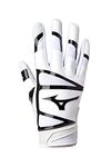 Mizuno F-257 Women's Softball Batting Glove, White-Black, Small