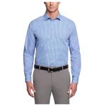 Kenneth Cole Men's Dress Shirt Regular Fit Checks and Stripes (Patterned), Medium Blue, 14"-14.5" Neck 32"-33" Sleeve