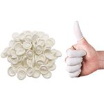 Quupy 300Pcs Small Rubber Finger Cots Latex Fingertips Nail Art Tool Rubber Finger Cots Latex Fingertips Disposable Finger Cover For Women Men Kids Food Safe (White)