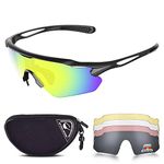 Snowledge Cycling Glasses for Men Women with 5 Interchangeable Lenses,TR90 Sport Sunglasses for Men for Cycling,UV400 Polarized Sunglasses，Sports Sunglasses for Men Women