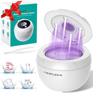 Lumiflexa Ultrasonic Retainer Cleaner, 45000Hz Ultrasonic Cleaner with 4 UV-Light & 4 Cleaning Modes, 200ML - Retainer Cleaner Machine for Dentures, Aligner, Toothbrush Head, Jewelry (White)