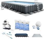 Intex 26377EH Ultra XTR 32ft x 16ft x 52in Above Ground Swimming Pool Set with Sand Filter Pump and OptiFlow 50lb Premium Filter Sand (3-Pack)
