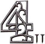 Zayookey 4.5 Inch Cast Iron House Number Rustic Address Sign Metal Number for Home, Street, Door, Mailbox, Fence (Number 4)