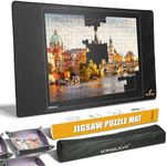 Jigsaw Puzzle Mat Roll Up, Saver Pad 46" x 26 ", with 3 Sorting Trays & Travel Storage Bag,Portable Keeper Up to 1500 Pieces with Non-Slip Rubber Bottom