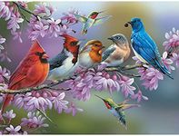 Bits and Pieces - 500 Piece Jigsaw Puzzle for Adults 18" x 24" - Birds On A Flowering Branch - 500 pc Cardinals Bluebird Hummingbird Flowers Jigsaw by Artist Oleg Gavrilov