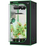 VIVOSUN Mylar Hydroponic Grow Tent with Observation Window and Floor Tray for Indoor Plant Growing (32"x32"x63")