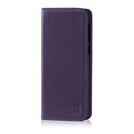 32nd Classic Series - Real Leather Book Wallet Flip Case Cover For Motorola Moto G6 Plus, Real Leather Design With Card Slot, Magnetic Closure and Built In Stand - Aubergine