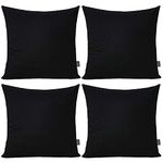 Thmyo 4-Pack 100% Cotton Comfortable Solid Decorative Throw Pillow Case Square Cushion Cover Pillowcase Sublimation Blank Pillow Covers Halloween DIY Throw Pillowcase for Sofa(18x18inch/45x45cm,Black)