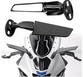 Eltron Turbo ELT45 Imported Original Wind Wing Rearview Stealth Aerodynamic Mirrors Fully Faired Bikes, Motorcyles Ninja 250 300 400 GSX250R 360, R15 V4M, R15 V4, R15 V3, Adjustable (Black, Pack of 2)