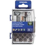 Dremel 727-01 Sanding & Grinding Rotary Tool Accessory Kit with Case, 31-Piece – Includes Grinding Stones, Sanding Bands, Cut-Off Wheel and Mandrel