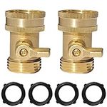 VASLON Garden Hose Shut Off Valve 3/4" GHT Water Hose Shut Turn Off Valve Heavy Duty Brass Hose On Off Valve 2PCS Ball Valve Garden Hose Connectors with 4 Extra Hose Washers