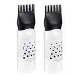 Nyamah Sales 2 Plastic Hair Oil Bottle Root Comb Oil Applicator Bottle With Graduated Scale Empty For Salon Hair Coloring Dye Hair Oiling Care, Hair Bleach (Multicolor,Pack Of 2) (Black) - 300 Ml