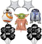 17 Pcs Star Wars Balloon Set, Baby Yoda Balloons,Mandalorian Theme Video Games the Child Birthday Party Foil Film Dalloon Supplies Star Wars Bouquet Decorations for Kids Boys Girls