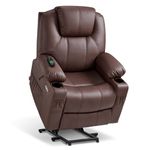 MCombo Electric Power Lift Recliner Chair Sofa with Massage and Heat for Elderly, Massage Chair with 3 Positions, Cup Holders and USB Ports for Home, Living Room7040 (Brown, Medium)