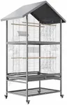 GarveeHome 65.7 Inch Large Double BridCage, Metal Bird Fight Cage with Wheels, 4 Perches, 4 Feed Bowls, Storage Shelves for Parakeet Conure, Cockatoo, Black