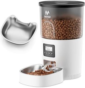 IMIPAW Automatic Cat Feeder, 3L Timed Pet Dry Food Dispenser with Clog-Free Design, Auto Feeder for Cats, 1-6 Meals Per Day,with Stainless Steel