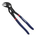 WORKPRO Water Pump Pliers, 43mm Wide Jaw Capacity Quick Adjustable Tongue and Groove Plier, Cr-V Steel Slip Joint Pipe Grips Tools with Non-Slip Handle, 250mm