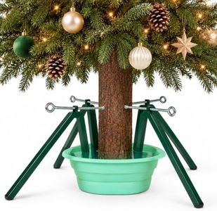 PLKOW Christmas Tree Stand for Real Trees, 4-Leg Steel Base, 2.1 Gal Basin