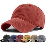 HH HOFNEN Men Women Washed Distressed Twill Baseball Cap Vintage Adjustable Dad Hat Orange