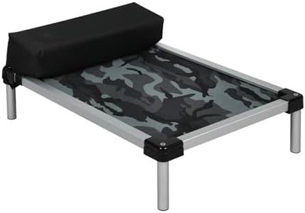 PaWz Elevated Dog Beds,Raised Pet Trampoline with Aluminum Frame,Chew Proof,No-Slip Feet,Durable Supportive Oxford Cloth,Breathable,Indoor and Outdoor Use,Max Capacity 25kg,Camouflage(65cmx45cmx15cm)